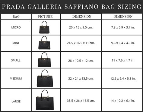 prada saffiano bag sizes